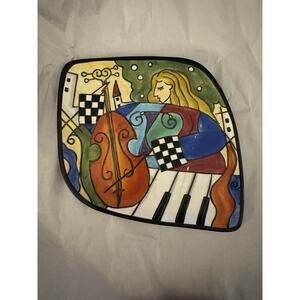 Studio Designworks Hand Painted Musical Theme Platter - Damaged/Cracked